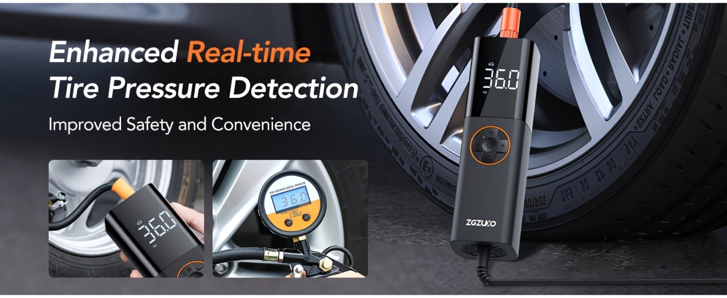 Tire Inflator Air Compressor 150PSI 12V DC Corded with LCD Display, Auto Shut-Off, 4 Preset Modes, LED Light, 9.8ft Power Cord for Car Motorcycle Bicycle Tires Sports Balls Roadside Emergency