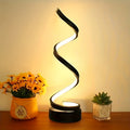 Dimmable Spiral Table Lamp with Touch Control & USB-C Charging Port, 3-Way Brightness Bedside Nightstand Lamp, Modern Minimalist LED Desk Lamp for Bedroom Living Room, Black & White