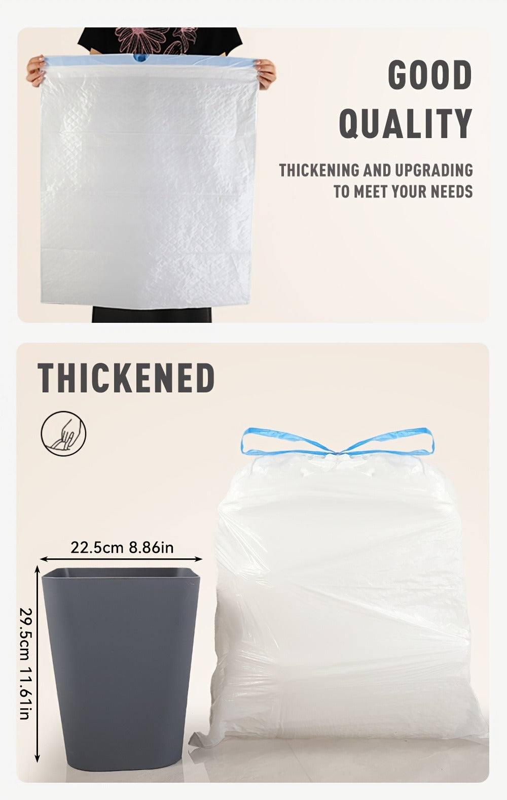 Drawstring Trash Bags with Odor Eliminator Technology ¨C Lemon Mint Scent, Puncture & Tear Resistant, 30 Gal (90 Bags) or 13 Gal (154 Bags) Kitchen Garbage Bags