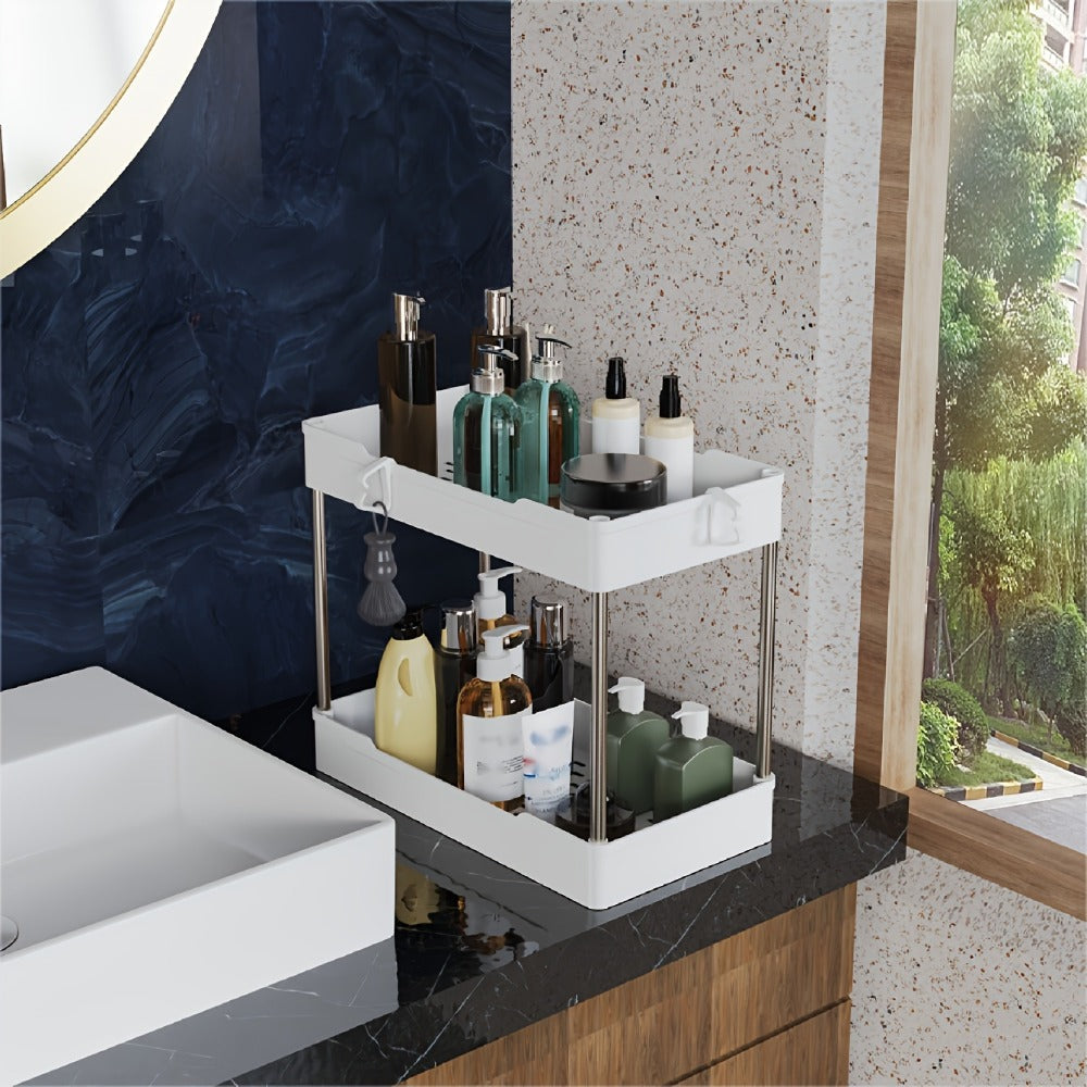 Under Sink Organizer 3-Pack 2-Tier Storage Rack ¨C Bathroom Cabinet Organizer for Toiletries Cleaning Supplies Kitchen Spices