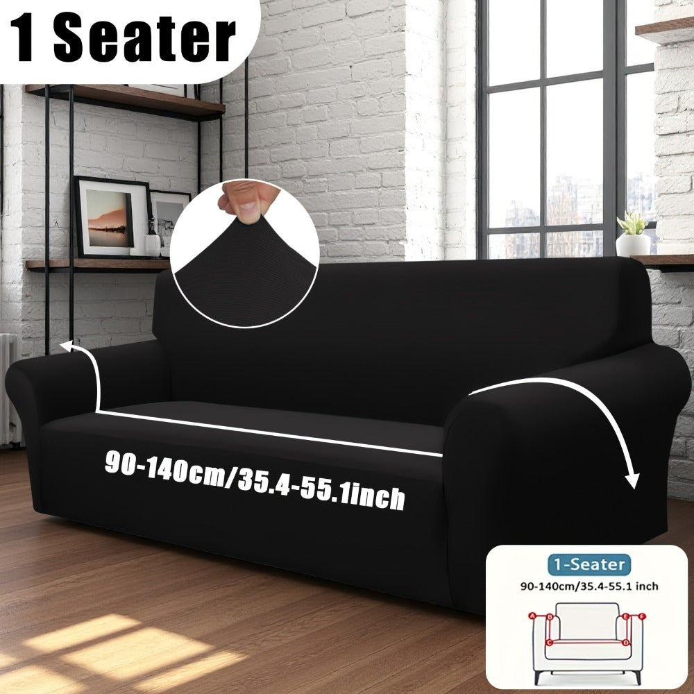 Stretch Sofa Cover Elastic Band | Milk Fiber Fabric Slipcover, Machine Washable Polyester Spandex, 1 to 4 Seater Armchair Couch Cover, Red Gray Blue Black Coffee, Home Decor