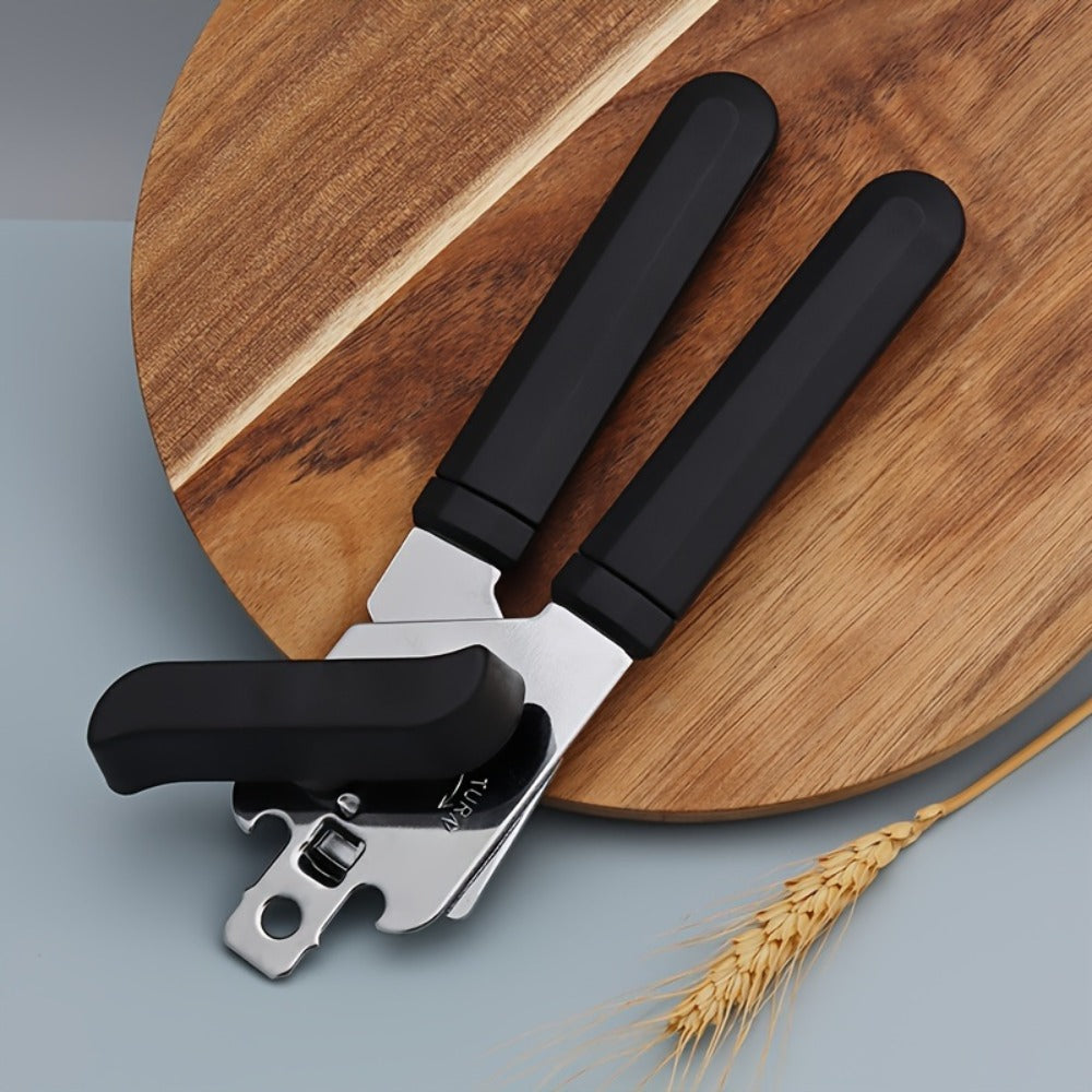 Can Opener 3-in-1 Stainless Steel Manual Can Opener with Smooth Edge Bottle Opener Ergonomic Handle Heavy Duty Kitchen Tool Universal Fit Home Cook Chef Gift 2 Pack