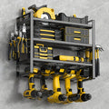 Wall Tool Storage Rack Heavy Duty Metal Organizer - 4 Layer Cordless Drill Holder Clamp Bracket Workbench Wall Mount Space Saving Workshop Garage Storage