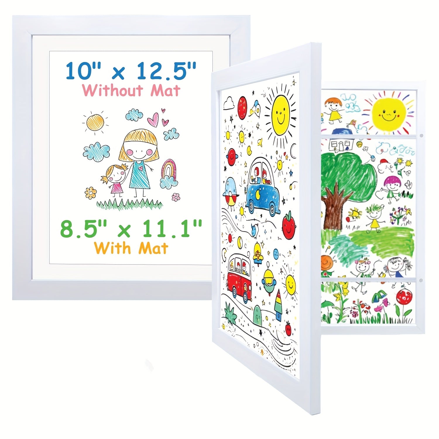 Kids Artwork Frame Front Opening Changeable 8.5x11 Children Art Display Picture Frame Holds 100+ Pieces for Drawing Crafts Photos 2 Pack 4 Pack Wood White