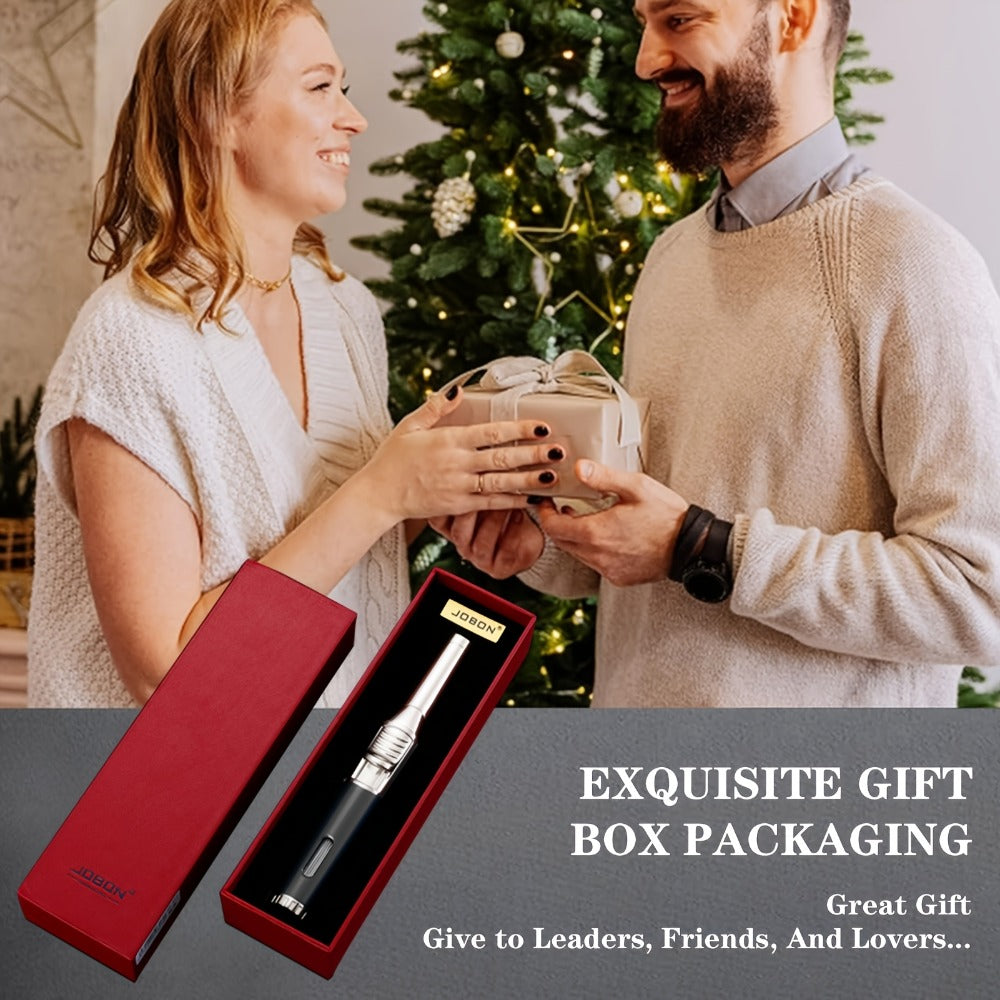 Refillable Butane Torch Lighter Pen Style ¨C JOBON Jet Flame Lighter with Adjustable Flame, Ignition Lock, 360¡ã Rotatable High-Temp Nozzle, Safety Lock, Visual Gas Tank, Gift Box Included, Ideal for Candles BBQ Cooking Camping