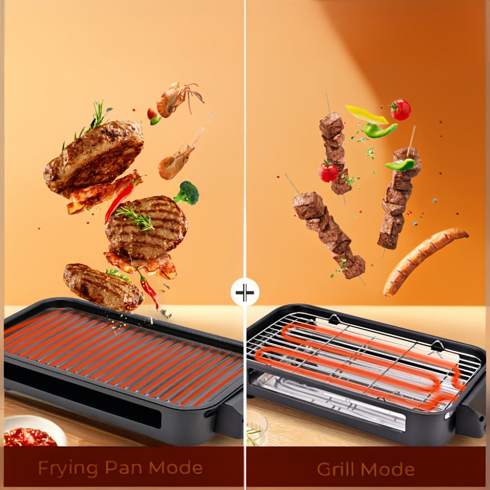 Indoor Electric Smokeless Grill 1500W ¨C Raclette Table Grill with 3 Mini Pans, 16x9¡± Non-Stick Detachable Plate, Dishwasher Safe, Portable for Home Kitchen