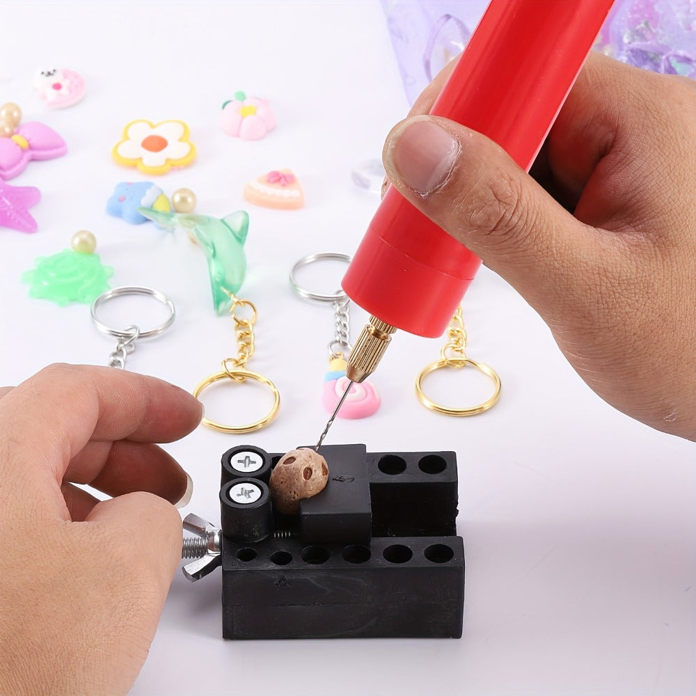 Mini Electric Drill Portable Handheld USB Rechargeable 5V Micro Drill for Jewelry Making Wood Metal Craft DIY Rotary Tool Set with Bits