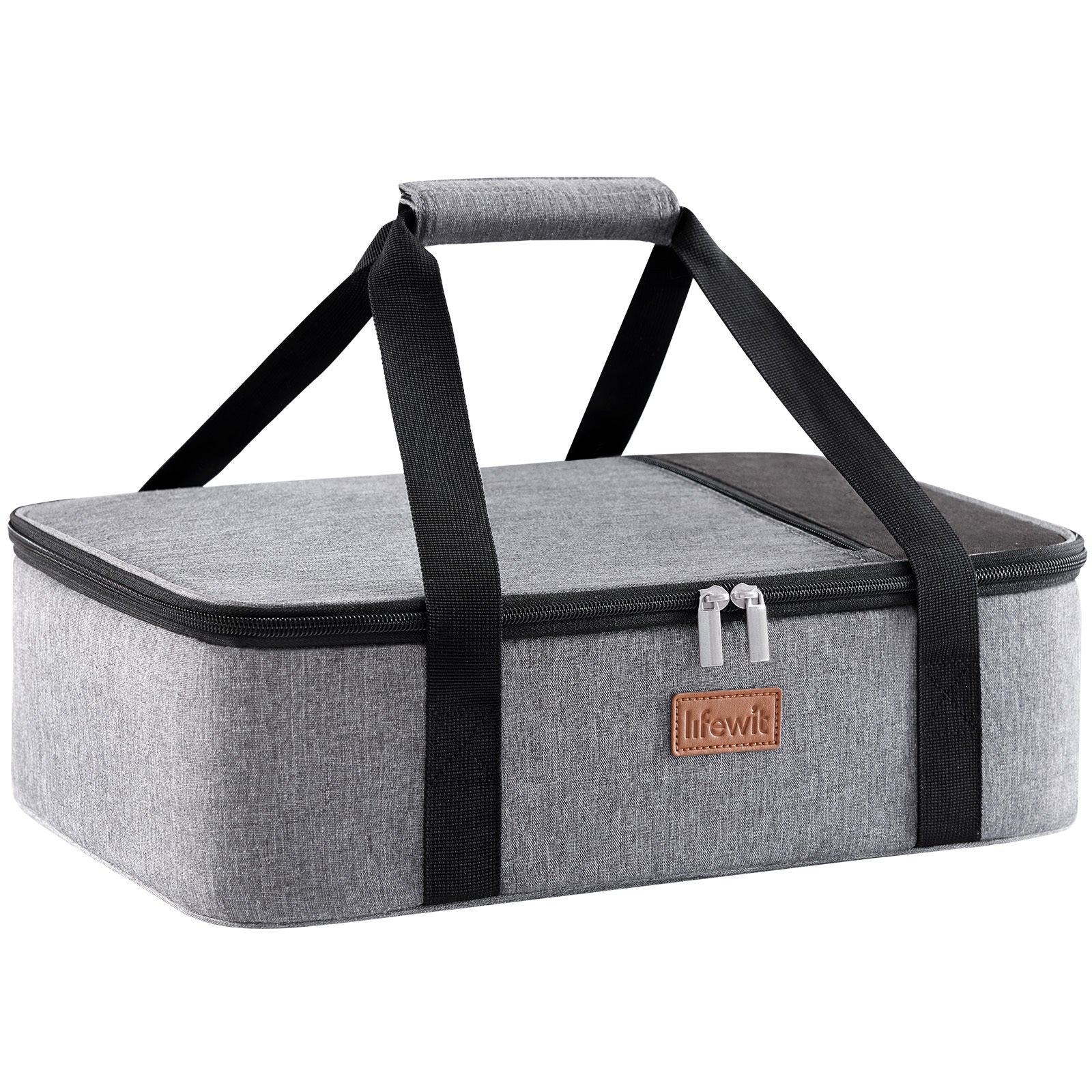 Insulated Casserole Carrier for Hot or Cold Food - Casserole Dish Carrying Case with Leak Proof Aluminum Foil Lining Fits 9x13 Baking Dish, Portable Food Warmer Bag for Potluck Picnic Cookout and Party, Single or Double Decker in 5 Colors