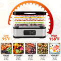 Food Dehydrator Machine 5-Tray with Digital Thermostat & Timer | Stainless Steel | Jerky Fruits Herbs Veggies Yogurt Pet Treats | Ultra-Quiet Energy-Saving | Home Kitchen RV Camping Dehydrator