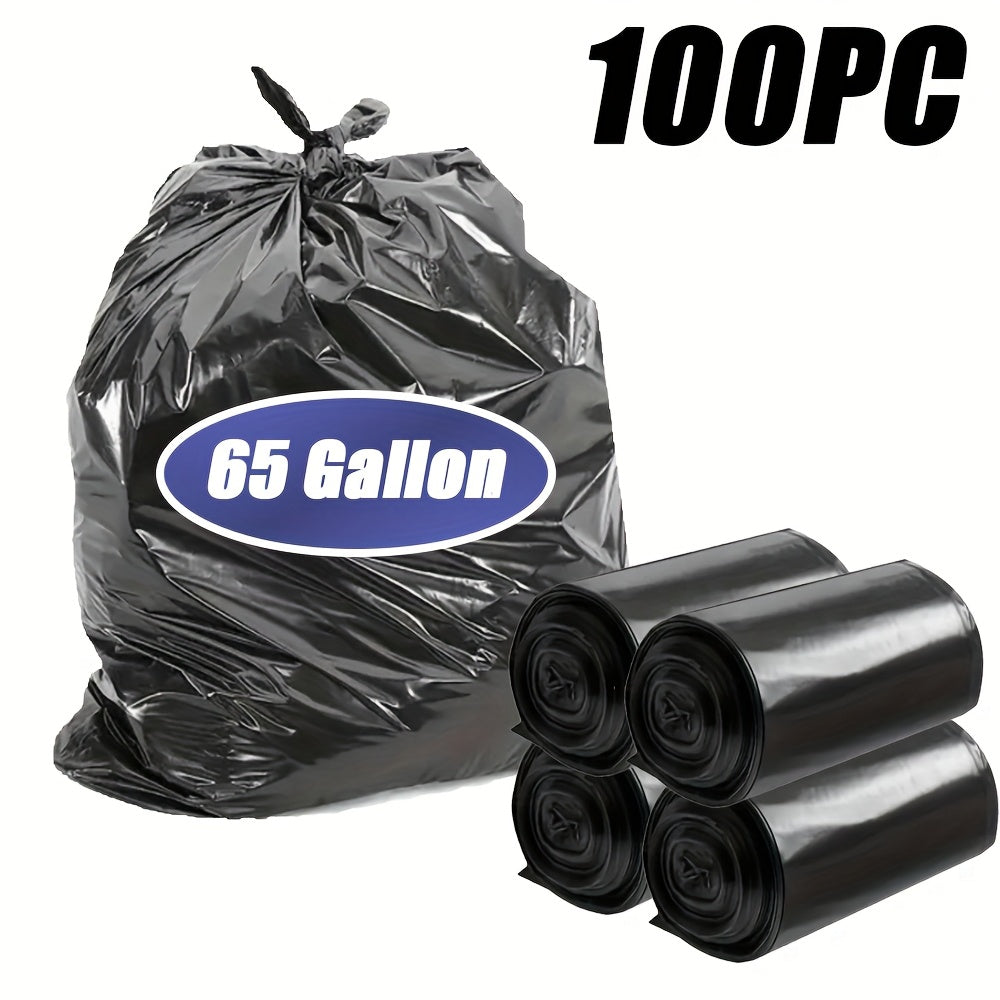 65 Gallon Large Black Garbage Bags Heavy Duty Super Strong Leak Proof Trash Bags for Kitchen Outdoor Garden Yard Waste Industrial Business 25 Pack 100 Pack