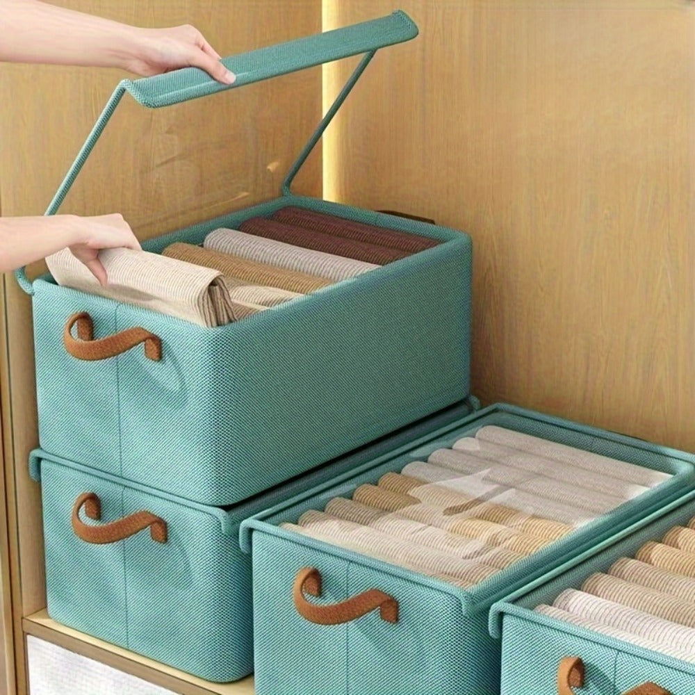 Foldable Storage Boxes with Clear Lids & Handles Large Collapsible Organizer Bins for Clothes, Blankets & Bedding ¨C Bedroom, Wardrobe & Under Bed Storage, 4 or 6 Pack