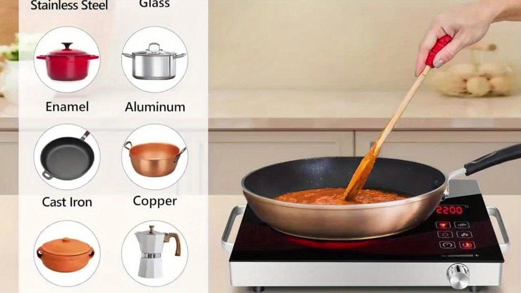 Portable Electric Induction Cooktop 2200W Ceramic Infrared Hot Plate with Adjustable Temperature & Dual Touch Rotation Control ¨C Single Burner Electric Stove for Home Dorm Cooking