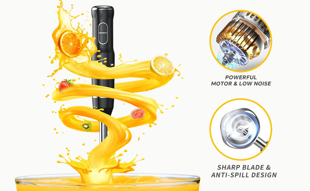 Immersion Blender 400W Handheld Stick Mixer with 2 Speeds & Turbo Mode 304 Stainless Steel Blades ¨C Corded Hand Blender with Detachable Base for Soup Smoothie Puree Baby Food