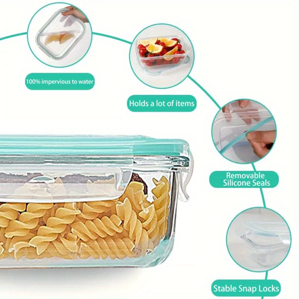 Glass Meal Prep Containers 16 Piece Set (8 Lids + 8 Containers) - Borosilicate Glass Food Storage with Leak Proof Lids, Oven Microwave Dishwasher Freezer Safe, BPA Free, Multiple Sizes