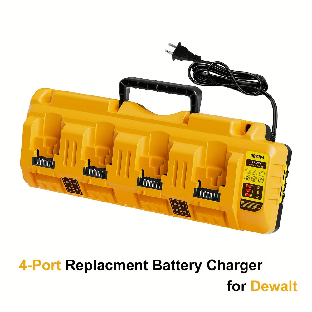 4-Port Battery Charger for DeWalt DCB104 Replacement 20V Max Rapid Charging Station with 2 USB Ports Compatible with 12V 20V DCB127 DCB200 DCB201 DCB204 DCB205 DCB206