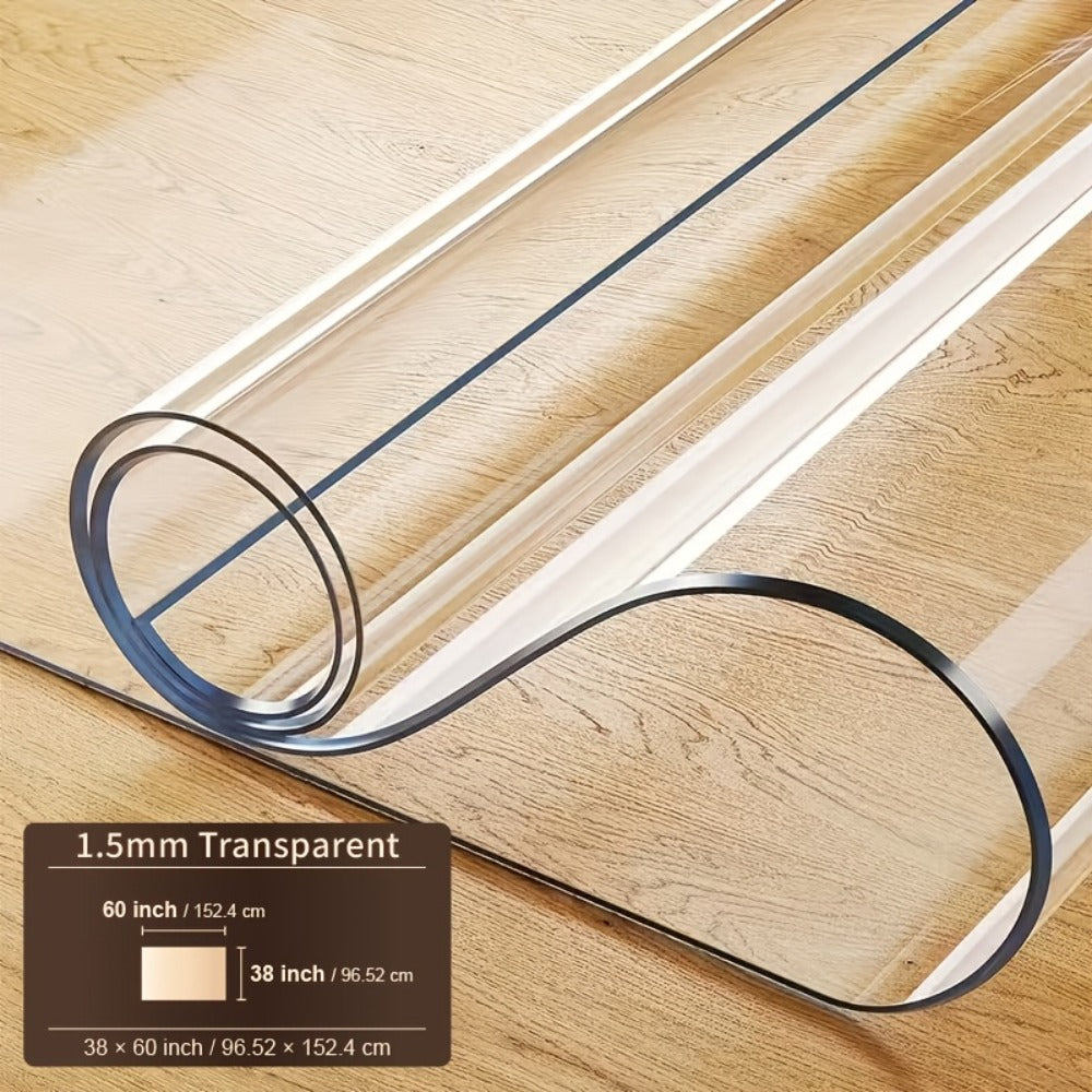 Clear PVC Tablecloth Table Protector 1.5mm Thick Transparent Table Cover Heat Resistant Scratch Resistant Waterproof Desk Mat for Dining Table Home Office Restaurant Coffee Table Multiple Sizes