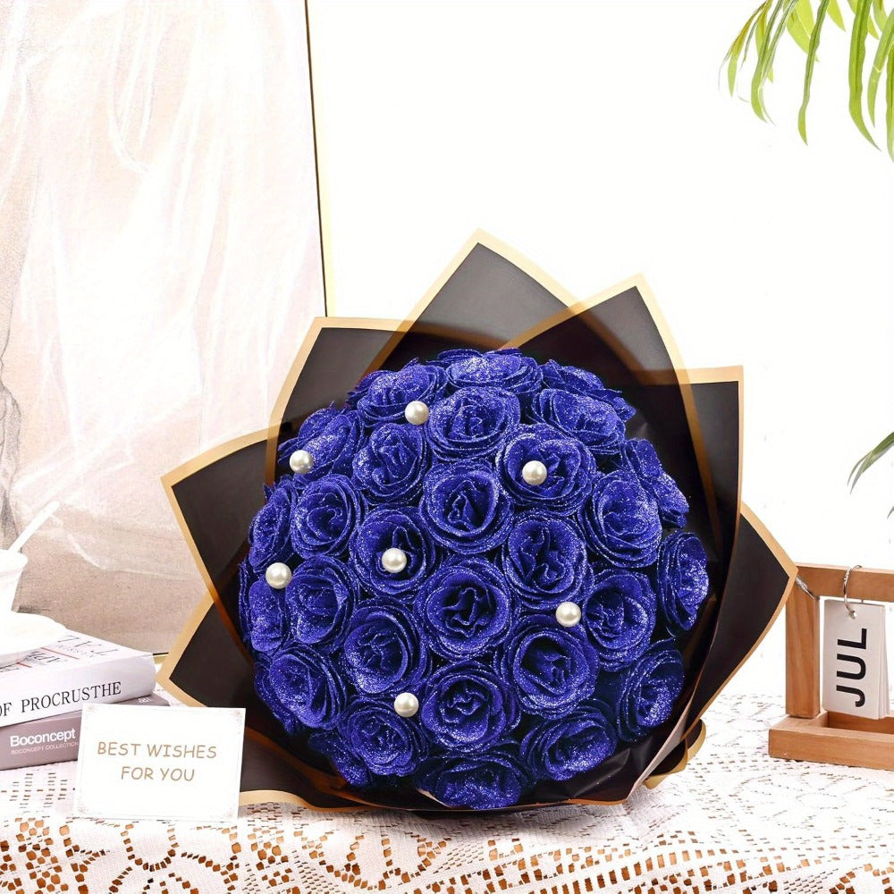 Artificial Flash Rose Bouquet 24/36 Pcs ¨C Simulation Shiny Fake Roses for Wedding, Engagement, Anniversary & Holiday Decorations, Multiple Colors