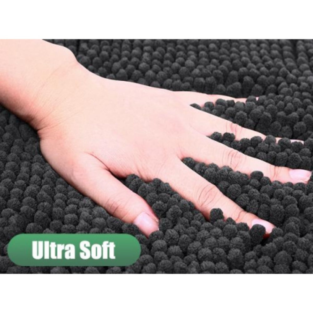 Chenille Doormat Absorbent Non-Slip Washable Indoor Outdoor Mat - Soft Shaggy Entryway Rug for Muddy Paws, Pets & Dogs | Machine Washable Front Door Mat in 18 Colors & 5 Sizes | Anti-Slip Rubber Backing