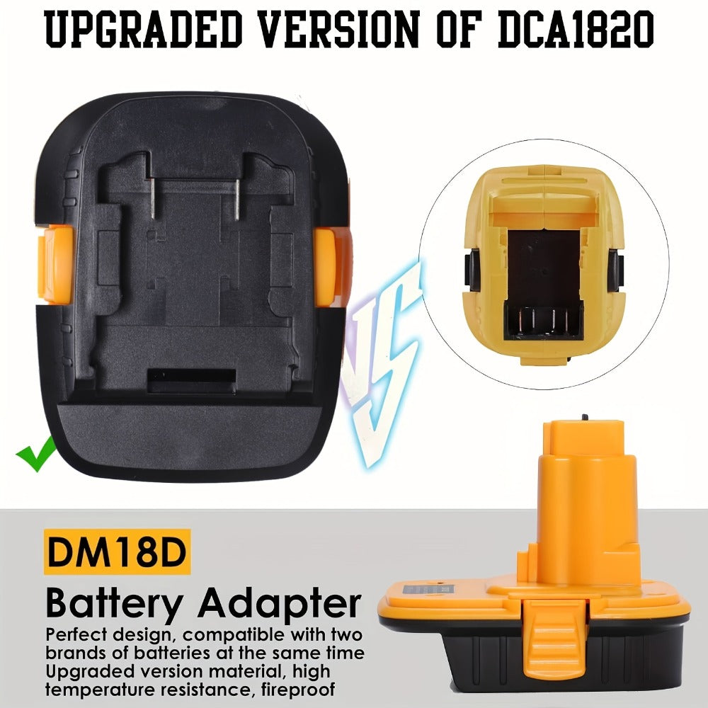 DM18D Battery Adapter for DeWalt 18V XRP NiCad NiMh Cordless Tools Compatible with DeWalt 20V Li-ion or MK 18V Red Tools Li-ion Replaces DeWalt 18V Battery 2 Pack or 4 Pack Adapter Only