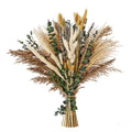Boho Pampas Grass Dried Flower Arrangement ¨C Lavender Eucalyptus Bouquet with Gemstone Accents for Home Decor, Rustic Wedding Centerpiece & Bohemian Bedroom Vase Filler