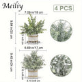 Mini Artificial Potted Plants 4 Pack ¨C Realistic Fake Greenery in White Pots for Home, Office & Party Decor | No Watering Needed Low-Maintenance Indoor Outdoor Faux Plant Set | Housewarming Gift