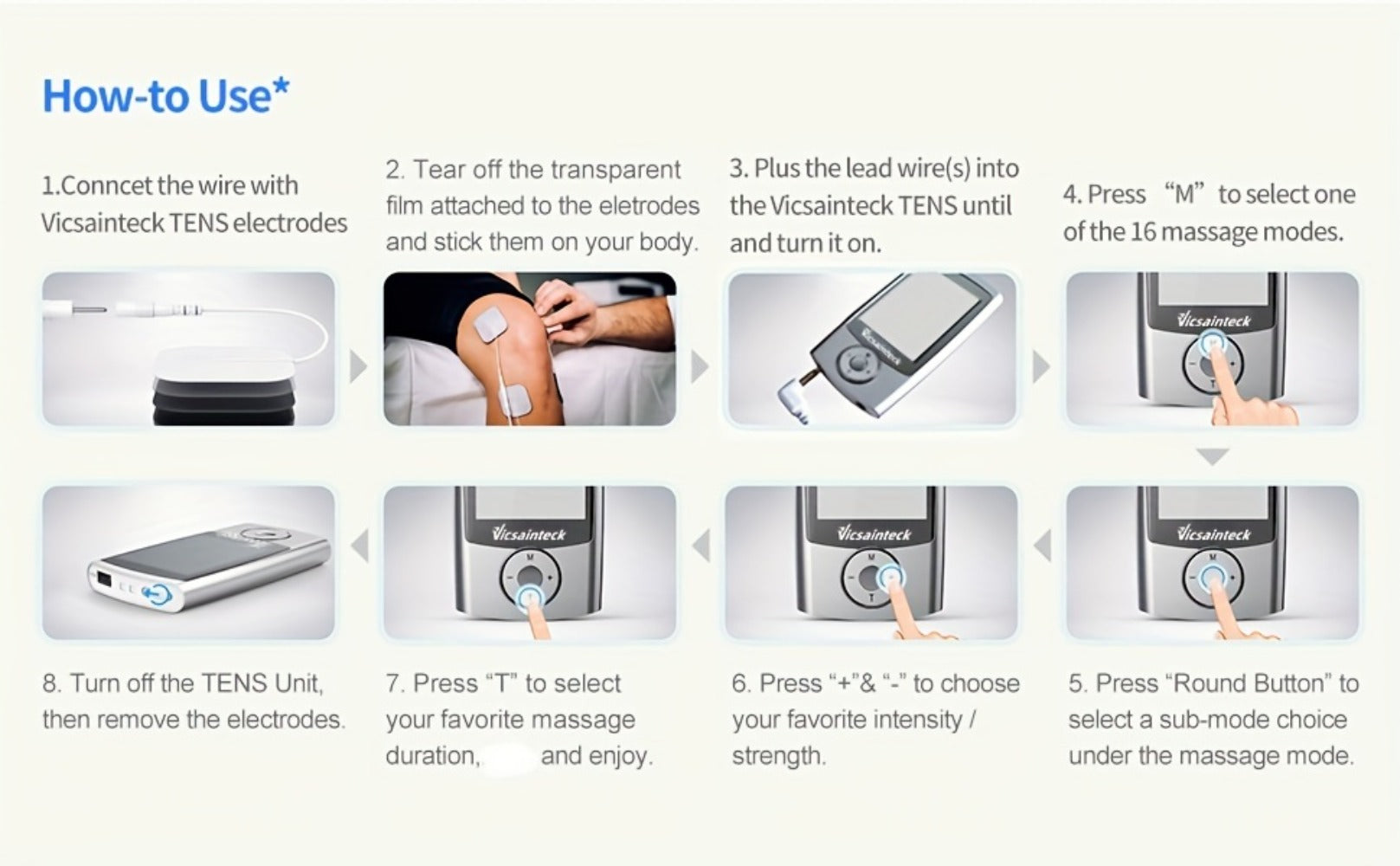 Portable TENS EMS Unit Muscle Massager ¨C 16 Modes 20 Intensity Levels, 4 Electrodes for Back, Shoulder, Leg & Foot Pain Relief, Rechargeable Physical Therapy Device for Men & Women