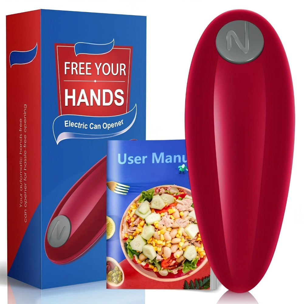 Electric Can Opener Cordless Battery Powered ¨C Smooth Edge Safety, Auto Shut-Off, ABS Material, Easy One-Touch Operation for Elderly, Arthritis & Disabled Hands, Kitchen & Camping