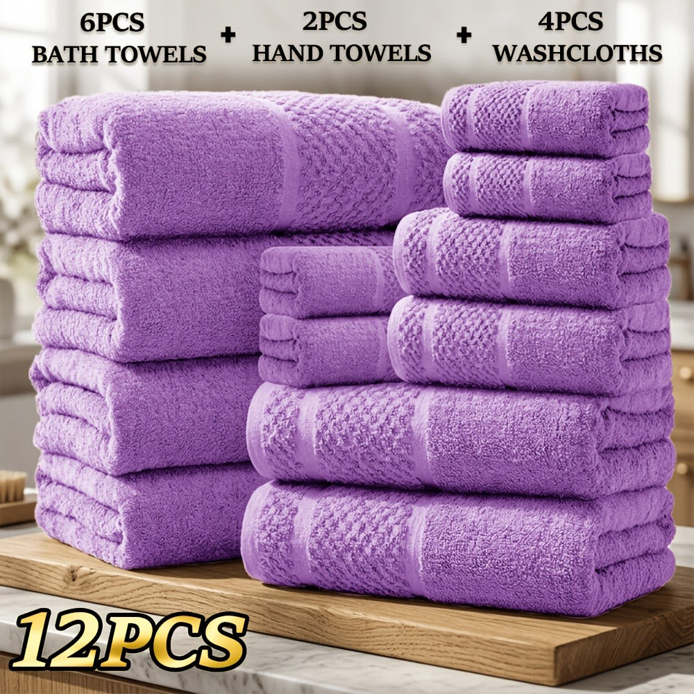 Bath Towel Set 450GSM Soft Absorbent - 12 16 18 Piece Cotton Blended Solid Color Bathroom Towels Set for Bath Hand Face | Hotel Spa Quality | Travel Shower Home | Multiple Colors & Sizes Available