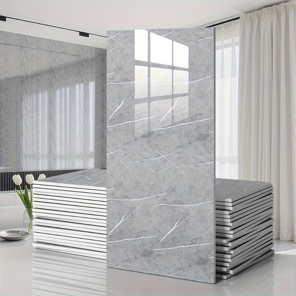 Marble Pattern Wall Stickers Vinyl Decals Oversized Glam Style Self Adhesive High Gloss Removable Wallpaper for Kitchen Bathroom Living Room Office Home Decor 20 40 Pieces Multiple Colors