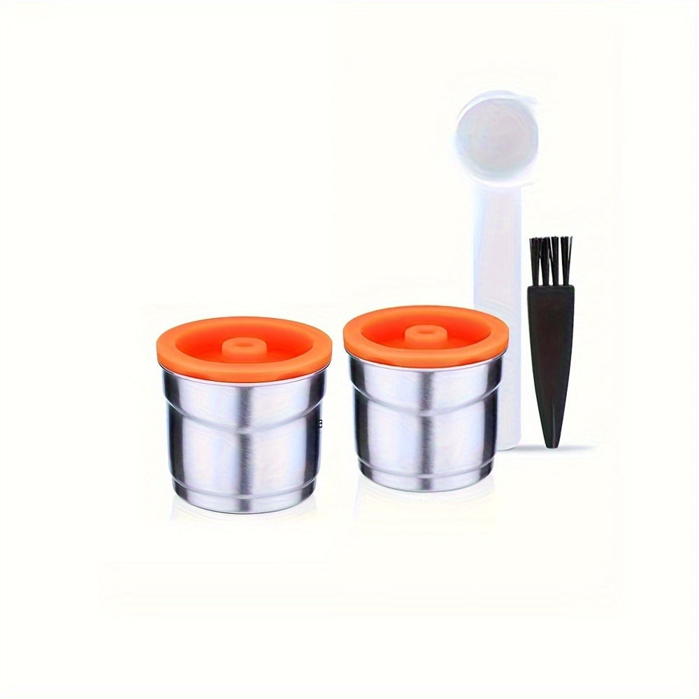 Reusable Coffee Filter Capsule for Illy Y3.2 & X7.1 Machines, Stainless Steel Refillable Coffee Pod Cup with Tamper, Eco-Friendly Reusable Espresso Capsule Accessory