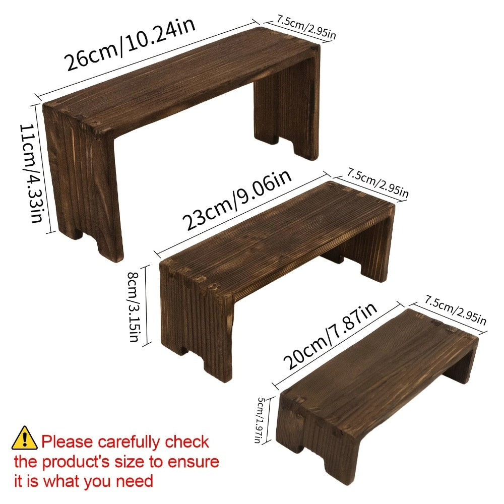 3-Tier Wooden Display Shelf ¨C Modern Tabletop Storage Rack for Plants, Books, Collectibles & Home Decor Organization, Space-Saving Desktop Organizer