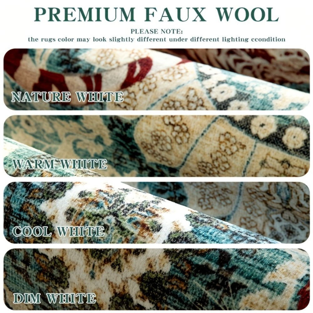 Tiger Print Rug Washable Non-Slip Area Rug - Jungle Forest Design Ultra-Thin Indoor Carpet for Living Room Bedroom Home Office, Red Green Beige, 5x7 6x9 8x10 9x12ft