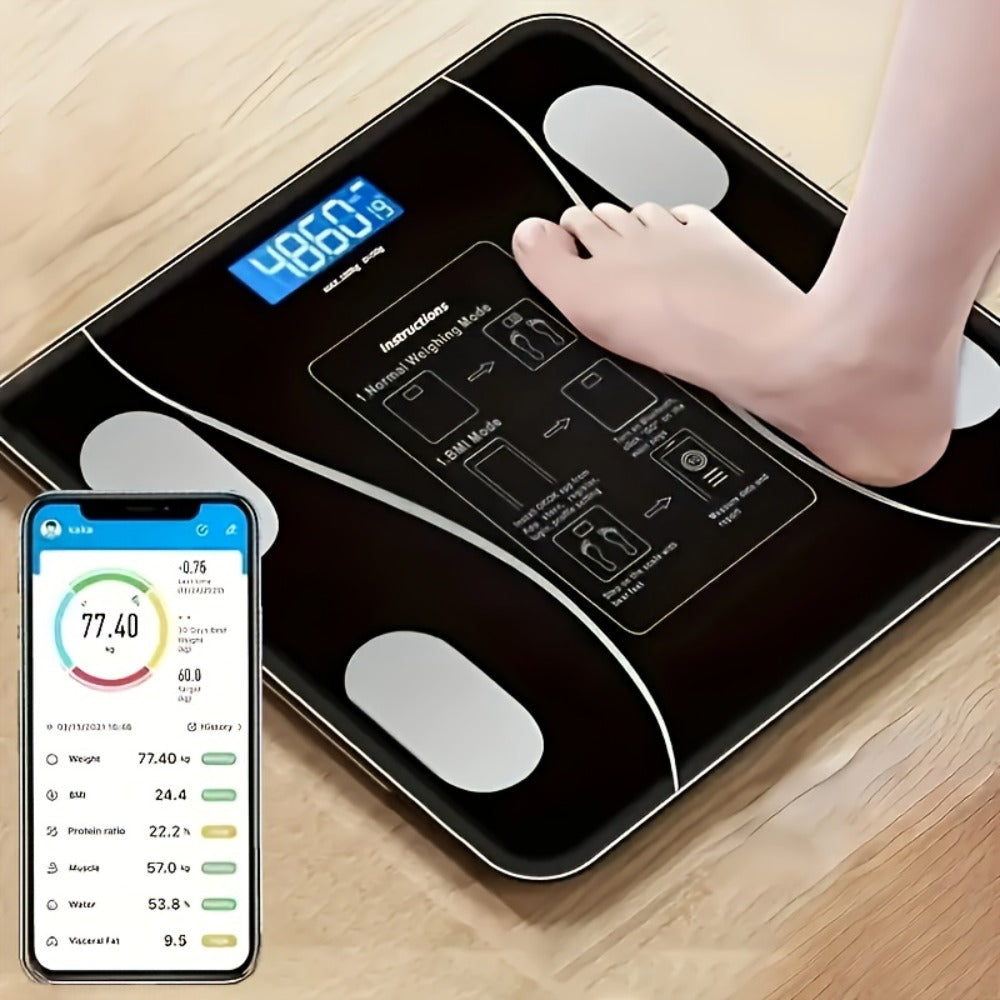 Digital Bathroom Scale Body Weight Scale LED Backlit Display Tempered Glass 400lb Capacity Compact