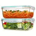 Borosilicate Glass Food Storage Containers 2-Pack 63oz 1860ml Large Airtight Snap Lid Meal Prep Baking Dish Microwave Oven Freezer Dishwasher Safe Green Gray