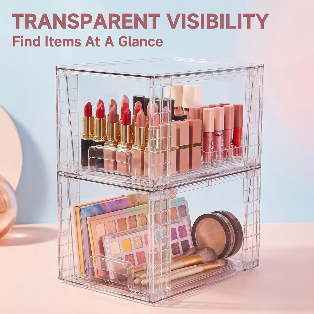 Clear Acrylic Food Storage Bins with Lids Stackable - Kitchen Pantry Organizer Boxes Cabinet Drawers for Dry Food Snacks Cereal, 12x7.5x7in, 2/4/6/8 Pack