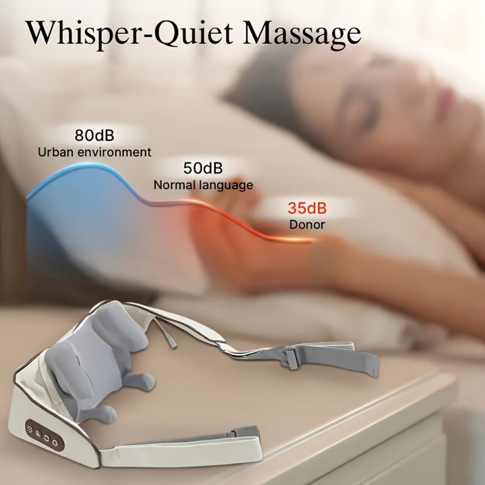 Neck Shoulder Massage Pillow 8D Deep Kneading Wireless Electric Back Massager Simulates Human Hands for Neck Shoulder Back Pain Relief Gift for Women Men
