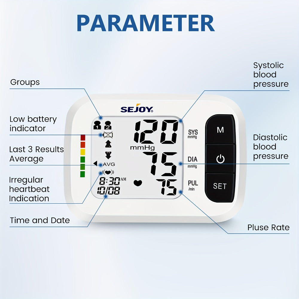 Wrist Blood Pressure Monitor - Sejoy Automatic Digital BP Machine with Large LCD Display, Wrist Strap & Batteries Included, Portable & Accurate for Home Use & Travel (Blue / White / Black / Purple)