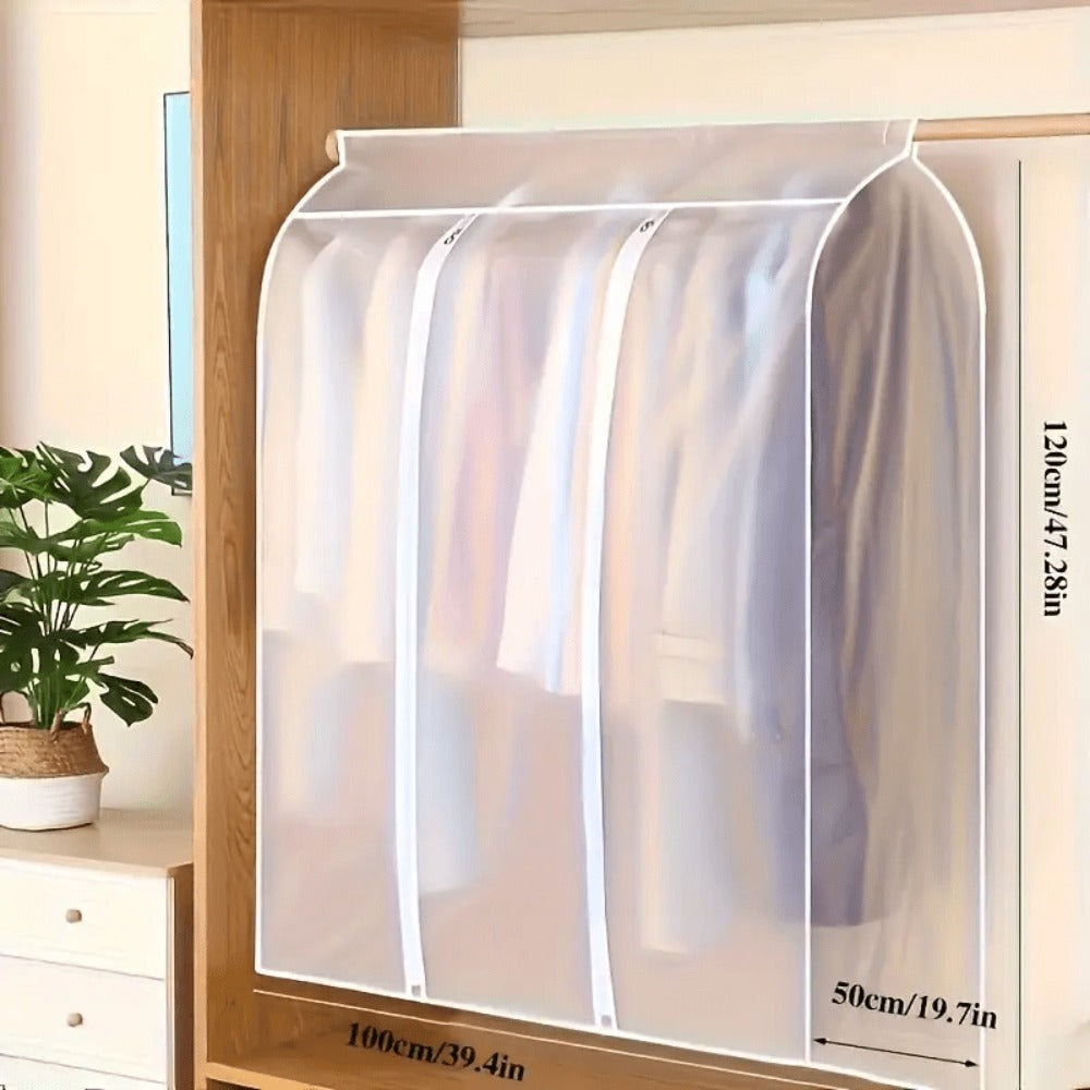 Garment Bag Clothes Dust Cover - Translucent PEVA Waterproof Hanging Storage Bag for Coat Dress Suit, Thickened Washable, Multiple Sizes