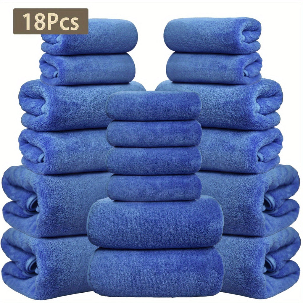 Coral Velvet Bath Towel Set 18pcs ¨C 4 Bath Towels 4 Hand Towels 10 Washcloths Hotel Quality Soft Absorbent