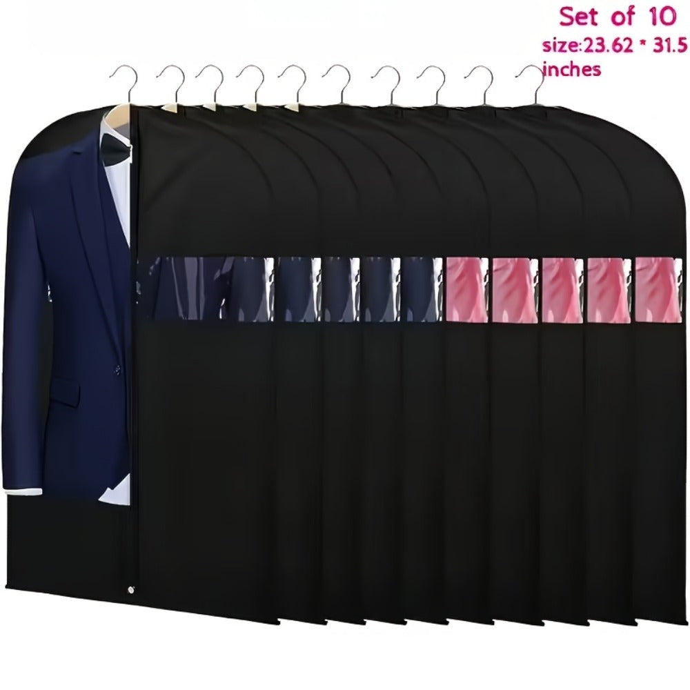 Garment Bags with Zipper Closure & Dust Protection for Suits Dresses Shirts ¨C Set of 5 Reusable Black Cover Bags