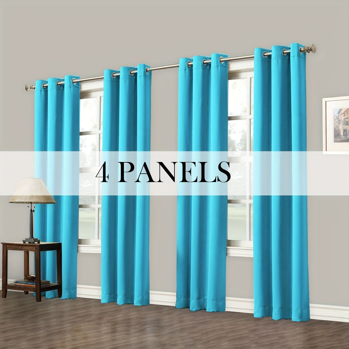 Blackout Curtains Grommet Top Room Darkening Window Drapes 4 Panels Set Living Room Bedroom