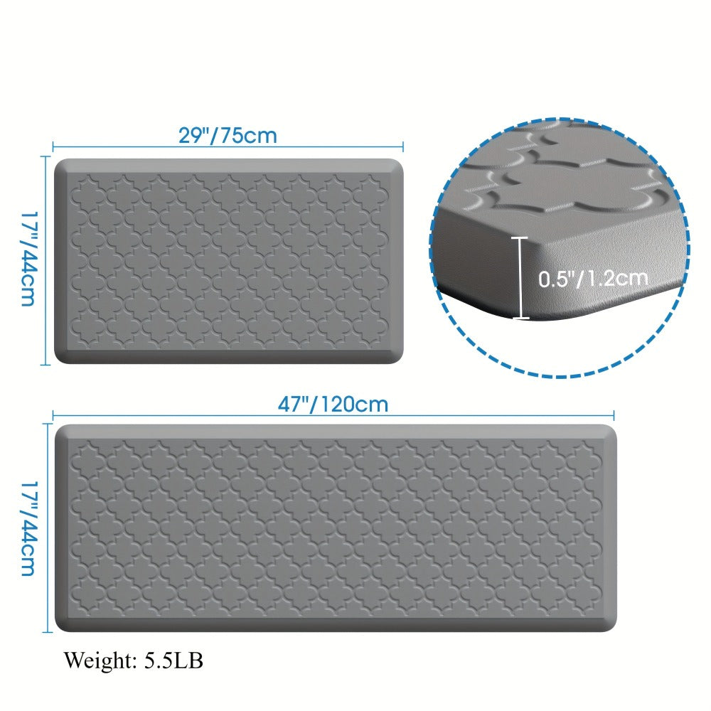 Anti Fatigue Kitchen Mat Set 2 Piece Cushioned Non-Slip Standing Mat for Kitchen Sink Office Laundry Floor Comfort