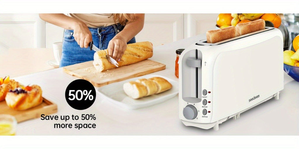 Slim Toaster 2-Slice ¨C SEEDEEM 6-Setting Shade Control, Cancel, Reheat & Defrost, Removable Crumb Tray, 750W Compact Fits-Anywhere Design for Bread, Waffles & Bagels, 6 Colors Available