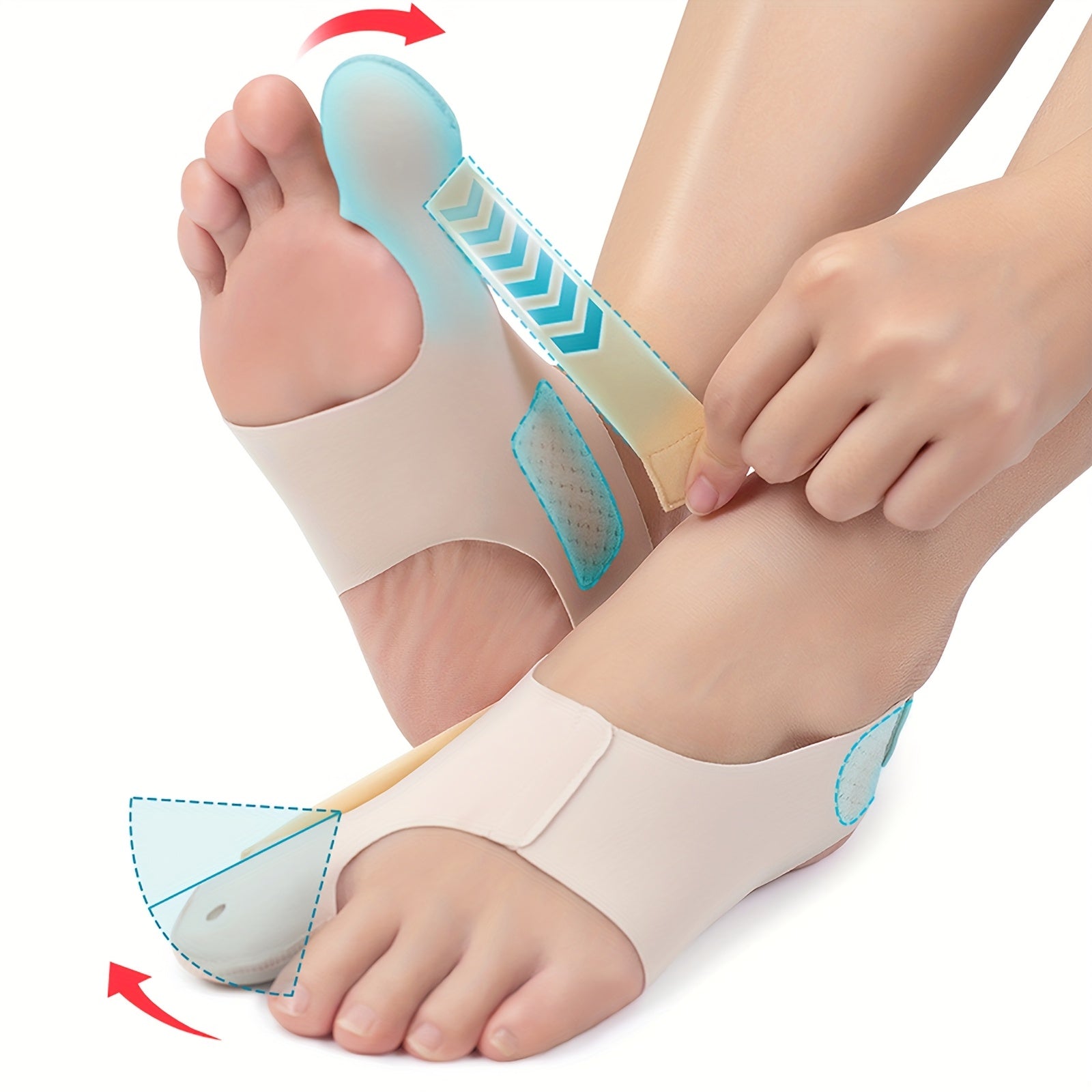 Bunion Corrector Socks Big Toe Straightener 1 Pair Adjustable Breathable Day Night Sleeve In-Shoe Hallux Valgus Correction Medium Large