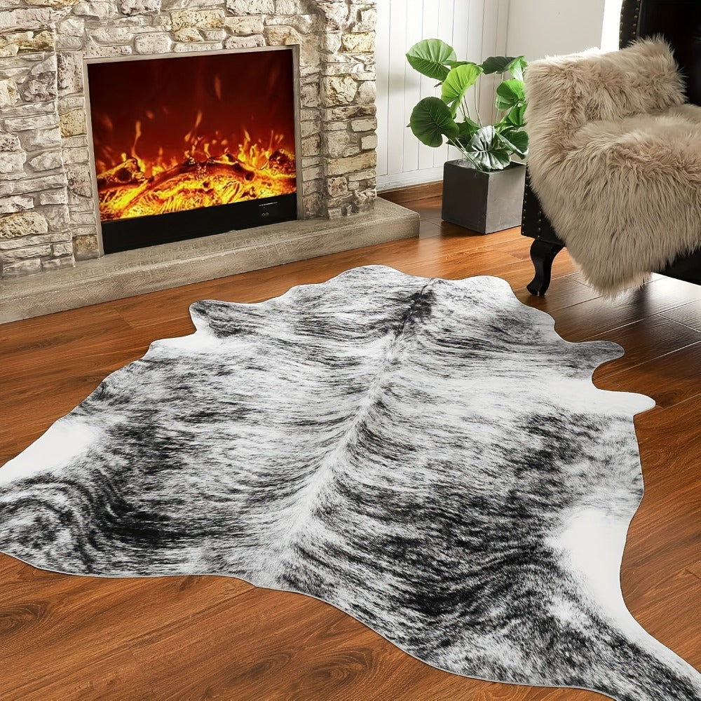 Cowhide Area Rug Faux Animal Print Rug Western Style Non-Slip Floor Mat for Living Room Bedroom Dining Room Office Boho Home Decor Cow Print Carpet