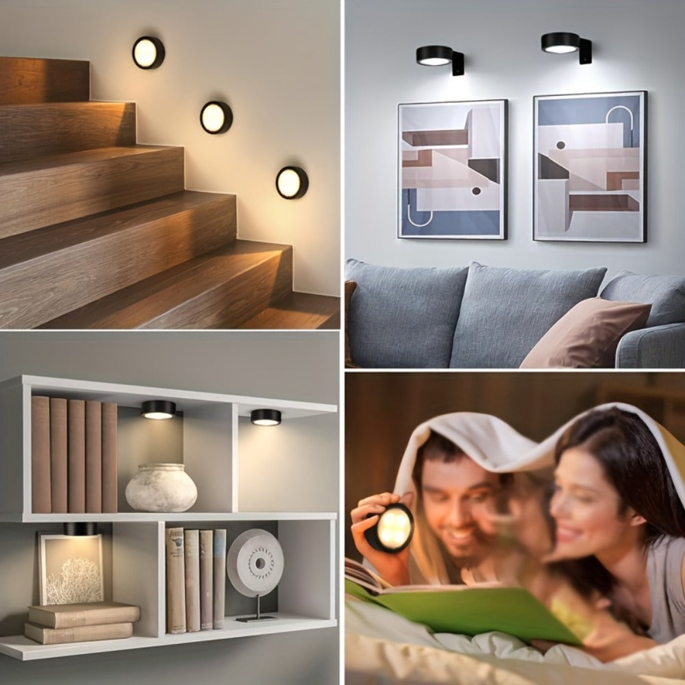 Battery Operated Picture Lights 3-Pack, Magnetic Painting Light with Remote & Timer, 3 Lighting Modes Dimmable Wireless Wall Puck Lights for Art Frames Portraits ¨C Black
