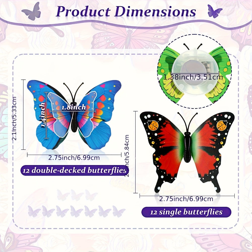 LED Butterfly Wall Stickers 30pcs 3D Glowing Butterfly Decorations Night Light Colorful Wall Decals for Bedroom Living Room Party Wedding Christmas Holiday Home Decor Random Color