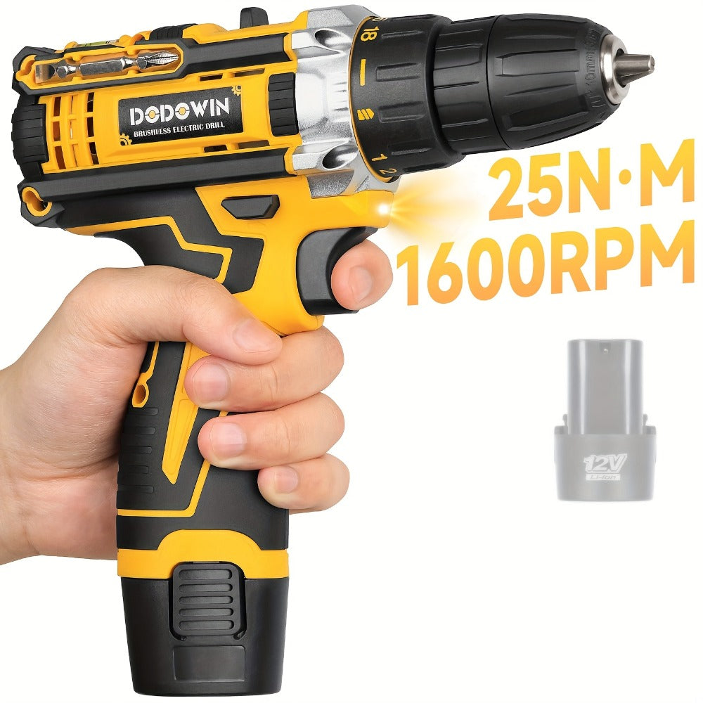 Cordless Impact Drill Set 12V / 21V Electric Drill Kit ¨C 45Nm Torque, 2-Speed, Keyless Chuck, LED Light, Battery & Charger Included, Up to 115pcs Accessories for Home Repair, DIY & Construction