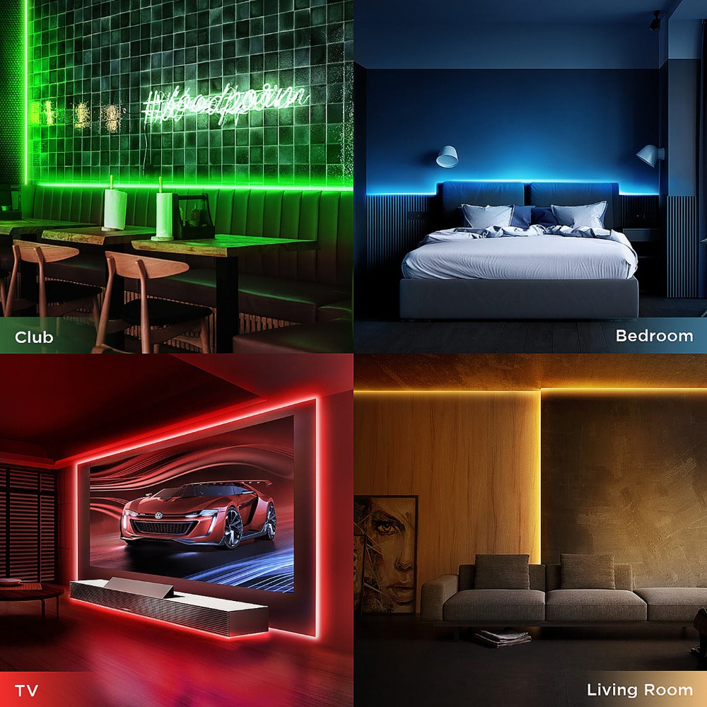 Color Changing LED Strip Lights RGB Music Sync App Remote Control 16 Million Colors Dimmable Timer DIY Smart Light Strip for Bedroom Living Room Party Holiday Christmas Decor 25ft 50ft 100ft 200ft 260ft