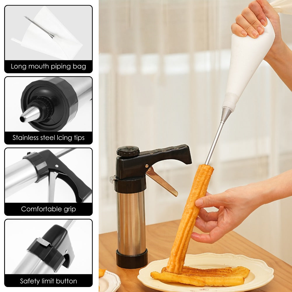 Cookie Press Kit Stainless Steel - 16 Cookie Discs & 8 Icing Tips, Biscuit Press Maker for Christmas Holiday Baking, Cake Dessert Decorating Tool Set with Cleaning Brush